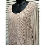 Chico's  Blush Pink Crochet Long Sleeve Blouse Size 2 (12/14) Scoop Neck‎ Photo 1