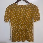 Tory Burch polka dot short sleeve blouse in mustard yellow Photo 2