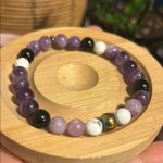 Handmade  Lepidolite + Amethyst + Black Tourmaline + Howlite Beaded Bracelet Photo 4