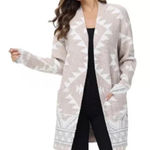 Frye (NWT) Tan White Aztec Southwest  
Open Cardigan Sweater XL Photo 0
