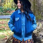 JODIFL  Oversized Denim Colorblock Jacket Size M Photo 0