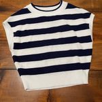 Navy Blue and White XS Striped Tank Cropped Sweater Nautical Vibes Photo 1