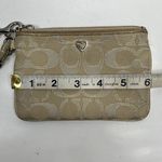 Coach Poppy Wristlet Wallet Signature C Tan Metallic Detail Trim Zippy With Fob Photo 9