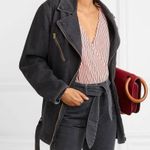 Nanushka Charcoal Black Cite Oversized Denim Belted Moto Biker Jacket Size XS Photo 3