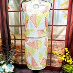 Romeo + Juliet Couture Beaded Geometric Dress White/Orange/Yellow L Photo 2