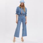 ZARA  The High Rise Marine Straight Jeans Size 12 Wide Leg Raw Hem 2553/041/400 Photo 9