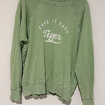 Aerie  take it‎ easy tiger distressed sweatshirt green size small Photo 0
