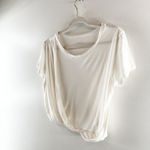 Anthropologie Short Sleeve Draped Crewneck Tee Shirt White Medium Photo 5
