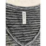 Athleta  Women's Small Shirt Gray White Striped Short Sleeve V-Neck Tee Photo 1