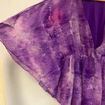 Alice + Olivia  purple tie dye kimono dress mini beach Kaftan 100 % Silk Size S Photo 7