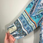 Fig & Flower Blue Chiffon Lightweight Paisley Pattern Ballon Sleeve Blouse 2X Photo 1