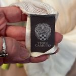 Vince Camuto OSFM swim coverup kimono cream tan & green tassels GUC 1 small spot Photo 2