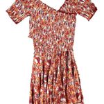 NEW/NWT Poupette St Barth Soledad Floral Print Smocked Mini Dress Size Small Orange Photo 7
