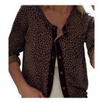 Michael Kors Silk Cardigan Sweater Leopard Print Long Sleeve Women's Size Large Photo 11