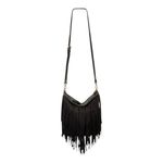 EXPRESS  Black Fringe Crossbody Hobo Bag Faux Suede Boho Western Photo 1