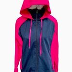 Lands' End Land’s End Athletic Track Hooded Jacket Navy Blue Hot Pink Size XLarge Photo 0