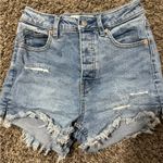 Free People  Size 25 Curvy Vintage High Rise Denim Blue Jean Shorts Photo 1