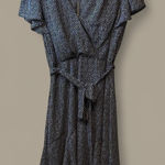 Mi Ami Black White Polka Dot Wrap Midi Dress Flutter Sleeve Tie‎ Waist XL # Photo 0