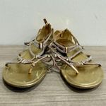 Rene Caovilla Crystal Embellished Flat Strappy Sandals Gold Women's 38.5 / 8.5 Photo 2