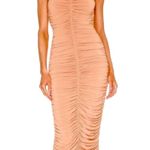 House of Harlow 1960 Bodycon Dress Xs Desert Ruched Midi High Neck Racerback New Photo 1