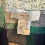 Entro  Women’s Blue,Green,Cream& White Sleeveless Fringed Plaid Cardigan Vest S L Photo 2