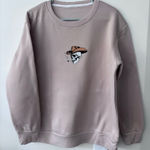 Smoking cowboy skull crewneck Handmade tan Brown Size M Photo 0