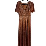 Mac Duggal  5538 Butterfly Sleeve Sequin Copper Dress Size 6 New w/ Tag MSRP $598 Photo 5