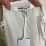 Rose + Olive  Top Cami Strappy Sleeveless Layered Criss Cross Back V Neck White Photo 6