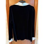 Notations  Black Velvet Pants Set with Cream Cuffs and Collar Photo 8