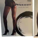 Natori Marylin Sheer Tights Nude Black Size M Floral Lace Leg Pair of 2 Photo 0