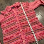 Northern Isles Cardigan Sweater Women's Small Pink Knit Ramie Fair Isle Vintage Photo 7