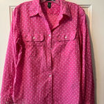 Ralph Lauren Lauren Pink Polka Dot Button Down Size Medium Photo 0