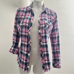 Guess Wrancher Western Flannel Shirt Pearl Snap Women's Medium Pink Plaid NEW Photo 4