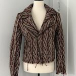 Bob Timberlake XS Burgundy Brown Full Zip Jacquard Moto Jacket Sweater Photo 2