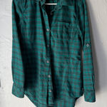 Stio Plaid Button Up Long Sleeve Shirt Teal Green Women's Medium Outdoor Flannel Photo 0