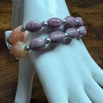 Lavender, Orange & Natural Stone Stretch Bracelet NWOT Photo 0