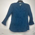 st. john's bay Women's Blouse Size L 3/4 Sleeve V Neck Button Down Dark Teal Photo 0
