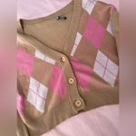 Pink and brown preppy cardigan Tan Size M Photo 3
