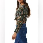 Free People Rudi Ruffle Top XS Women’s Green Night Garden NWT OB1595772. Photo 4