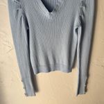 Love Always Baby Blue Ribbed Knit Puff Sleeve Sweater Large Coquette Romantic Photo 2