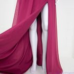 Azazie  burgundy‎ bridesmaid chiffon dress with side slit, size A10 Photo 5