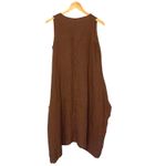 Italian Linen Dress Sleeveless Casual Summer Dress Crochet Hem Boho Brown Size M Photo 2