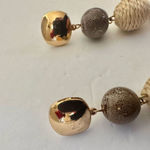 Long real shell gold tone post dangling earrings Photo 3