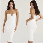House Of CB  Oriana Strapless White Ribbed knit Stretch Bodycon Midi Dress NWO XL Photo 2