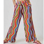 Farm Rio for Anthropologie colorful squiggle stripe wide leg pants size XSP Photo 0