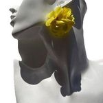 Vintage Flower Ball Earrings Yellow White Stone, Dangle Bright Summer Spring Photo 0