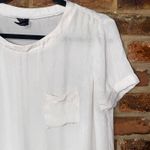 Mango Suit Beige Short Sleeve Pocket Silk Blouse Women's Size Small Photo 1