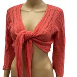 Soft Surroundings Soft Surrounding Wool Mohair Blend Coral Wrap Tie Waist Open Knit Cardigan Large Photo 2