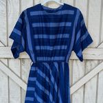 Vintage 70s short sleeve modest dress with stripes 80s Photo 2
