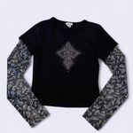 Rue 21 Y2K  cropped long sleeve shirt with mesh sleeves  Photo 0